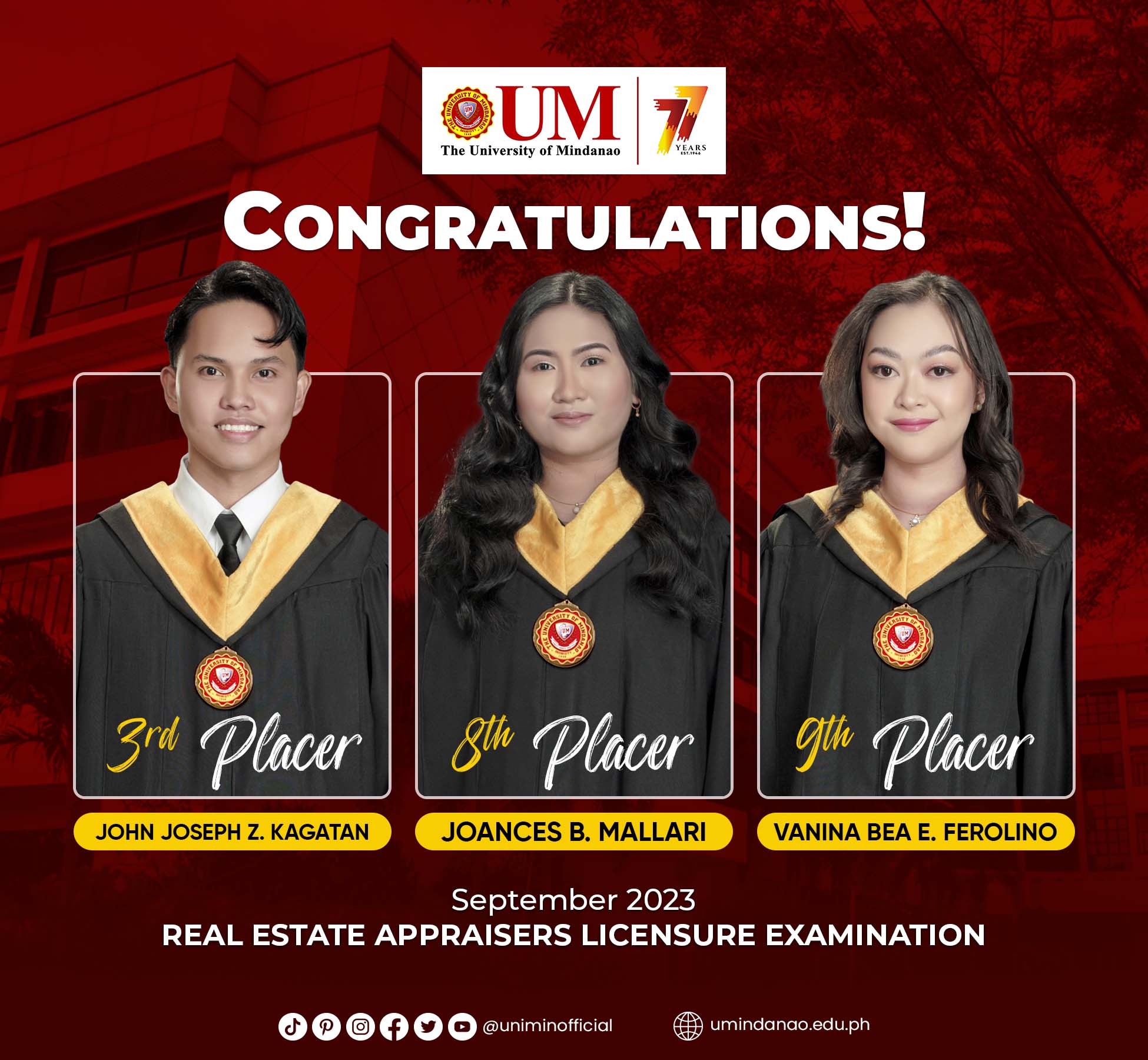 UMians hold top spots in September 2023 Real Estate Appraiser licensure exam