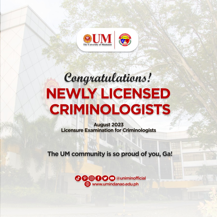 UM logs 80.95% passed first time takers of Criminologist Licensure Exam
