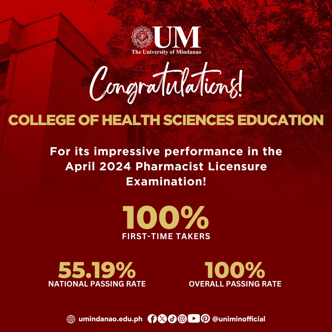 UM's BS Pharma grads post 100% passing rate in Pharmacist Licensure Exam