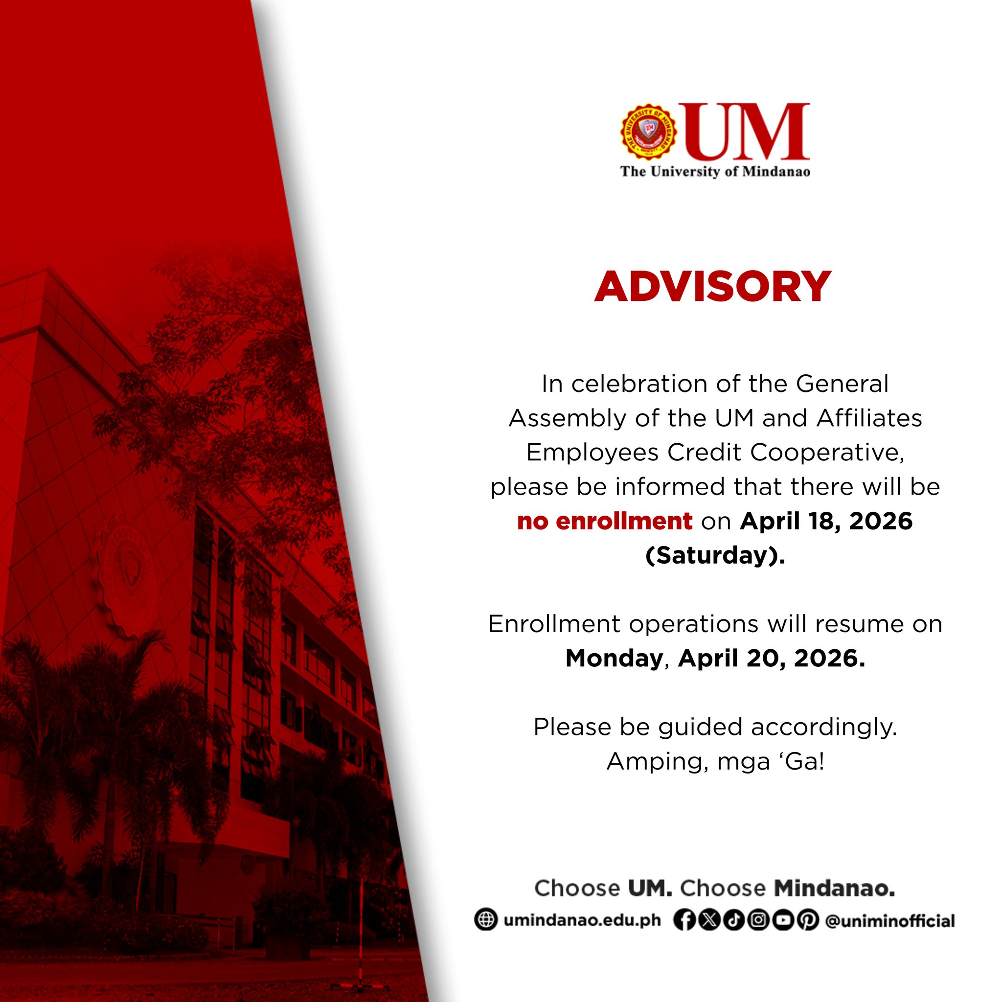 No Enrollment: April 18, 2026