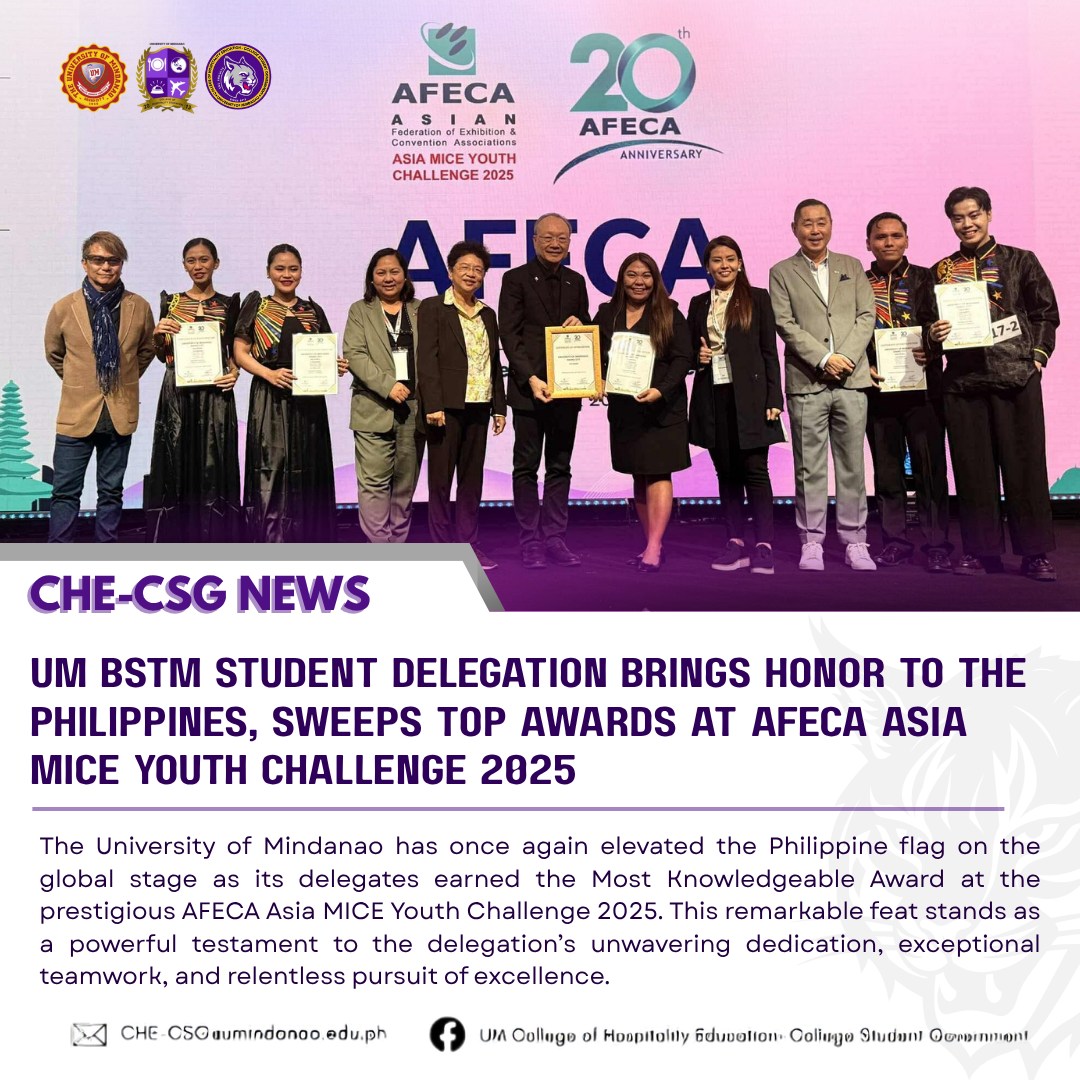 UM BSTM Student Delegation Brings Honor to the Philippines at AFECA Asia MICE Youth Challenge 2025