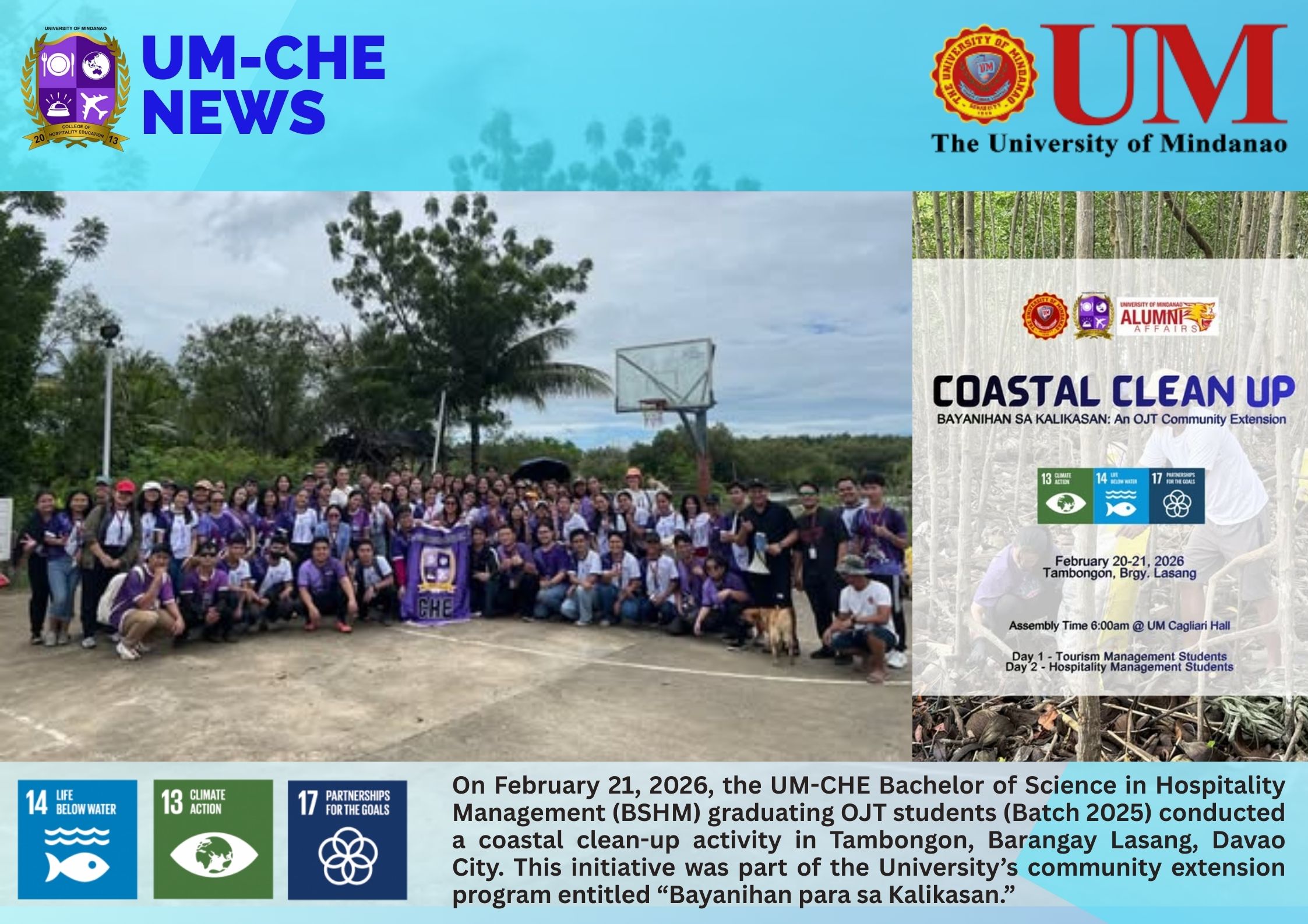 UM-CHE Coastal Clean-Up: Bayanihan para sa Kalikasan