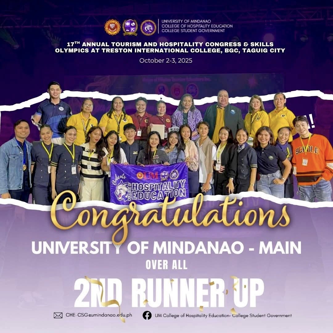 UM Davao Tourism Students Shine at UFTE 17th National Tourism and Hospitality Congress & Skills Olympics 2025